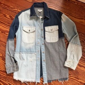 Dance & Marvel Patchwork Denim Shacket New With Tags